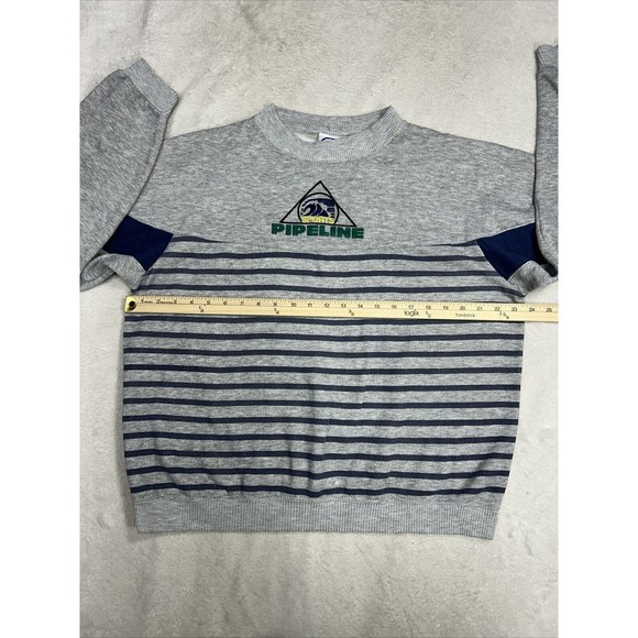 Vintage Pipeline Sports 90s Pullover Gray Crewneck Sweatshirt Size Medium - Picture 4 of 7